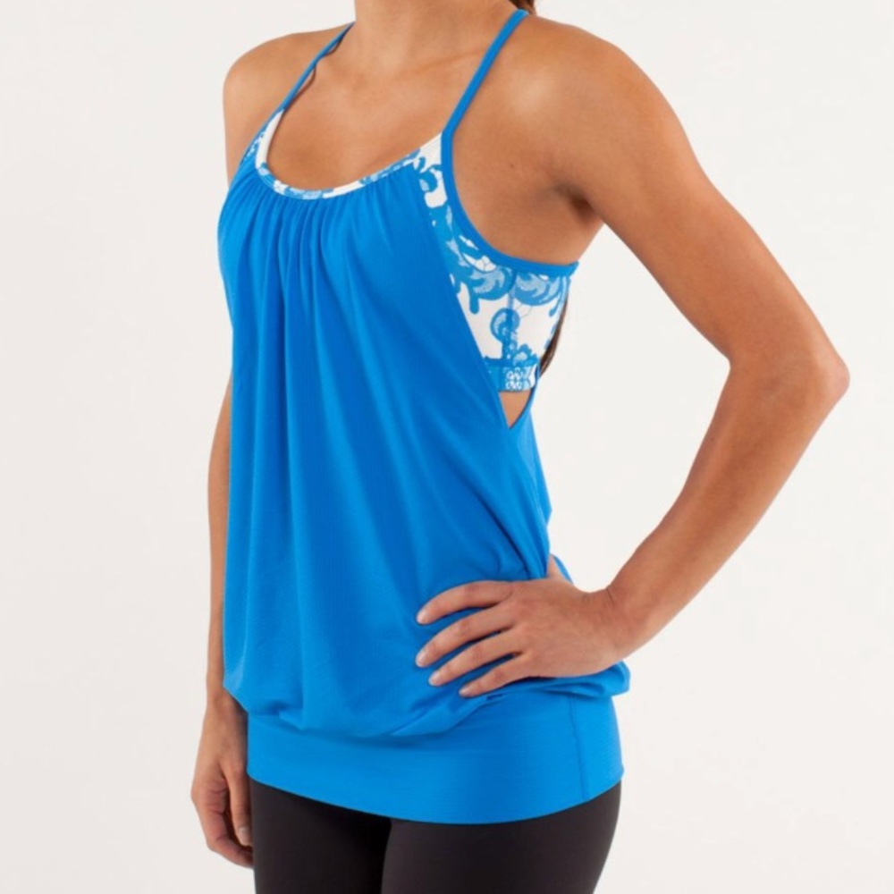 EUC blue lululemon no limits tank